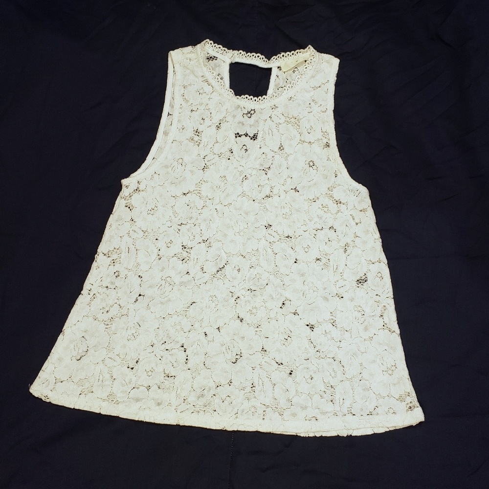 Anthropologie Floral lace crochet tank top
